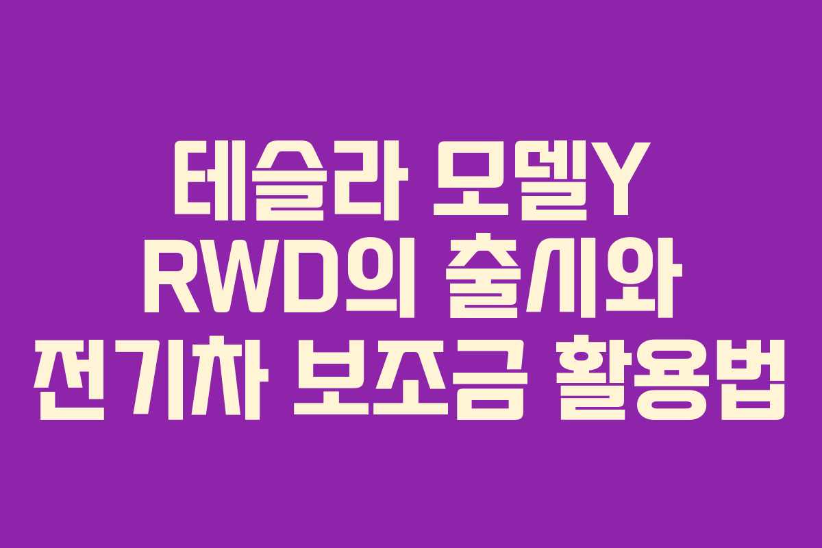 테슬라 모델Y RWD의 출시와 전기차 보조금 활용법