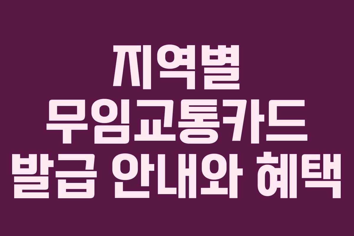 지역별 무임교통카드 발급 안내와 혜택