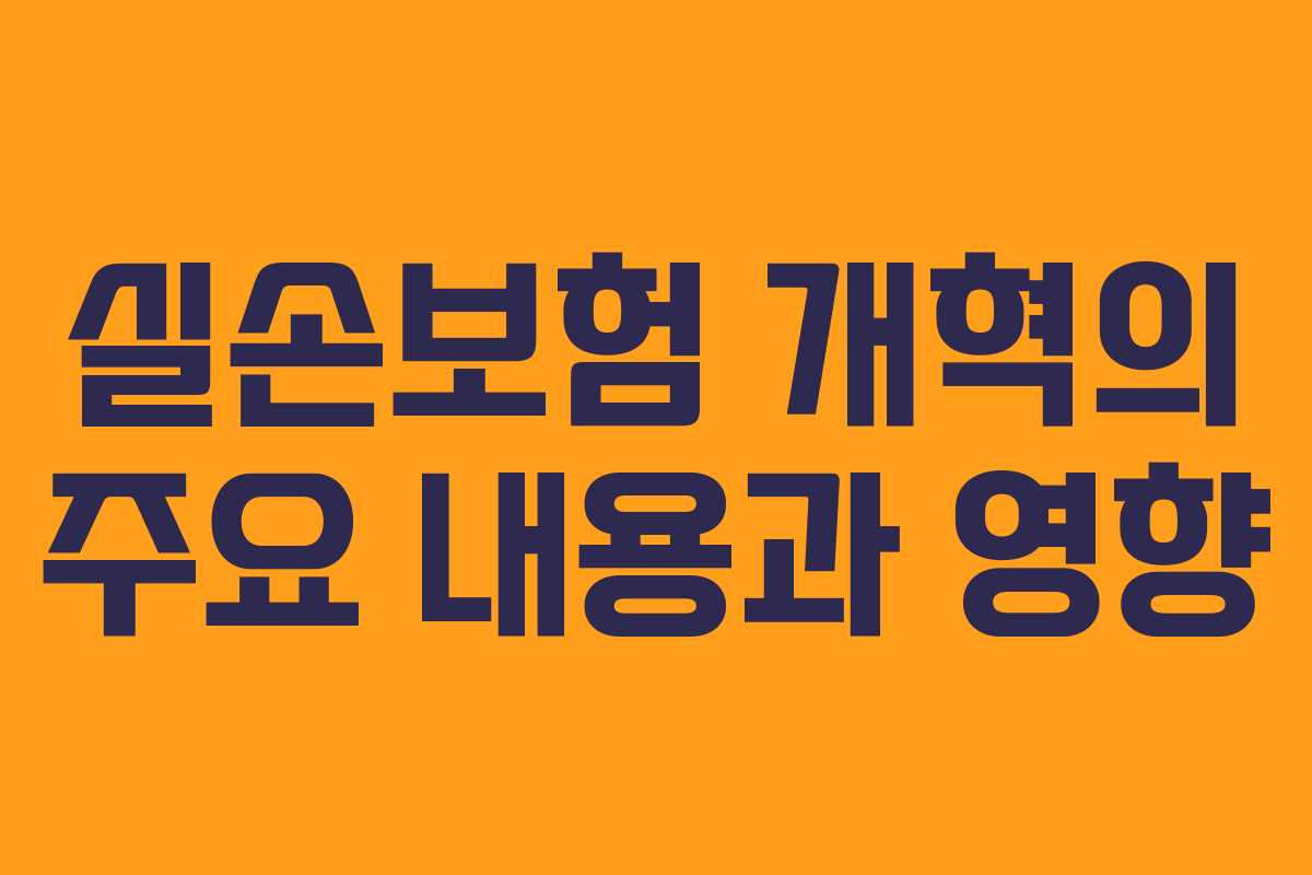 실손보험 개혁의 주요 내용과 영향