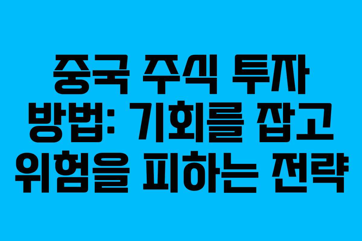 중국 주식 투자 방법: 기회를 잡고 위험을 피하는 전략