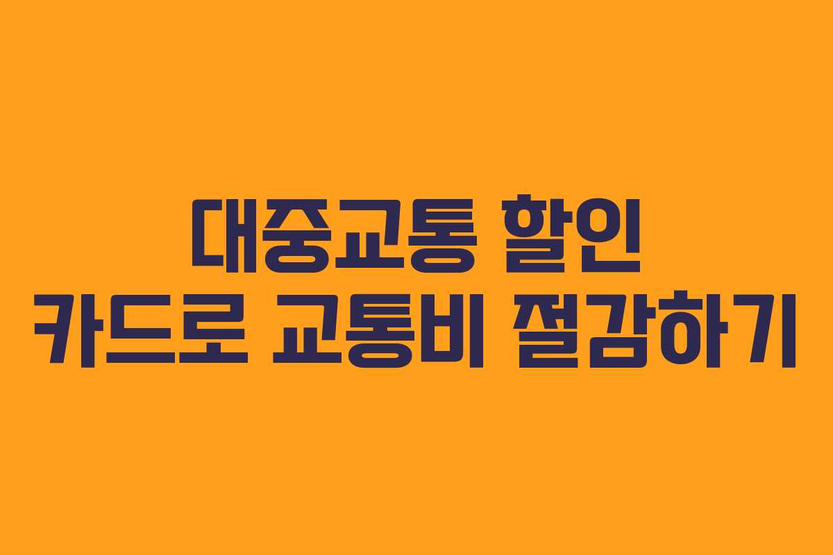 대중교통 할인 카드로 교통비 절감하기