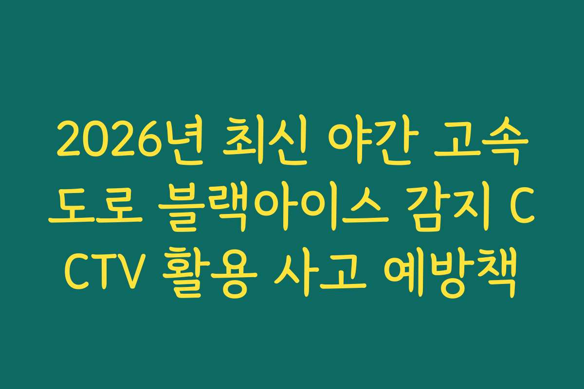 2026년 최신 야간 고속도로 블랙아이스 감지 CCTV 활용 사고 예방책