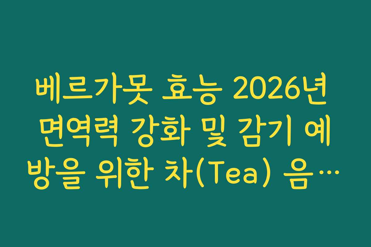 베르가못 효능 2026년 면역력 강화 및 감기 예방을 위한 차(Tea) 음용법