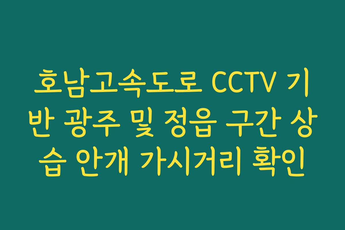 호남고속도로 CCTV 기반 광주 및 정읍 구간 상습 안개 가시거리 확인