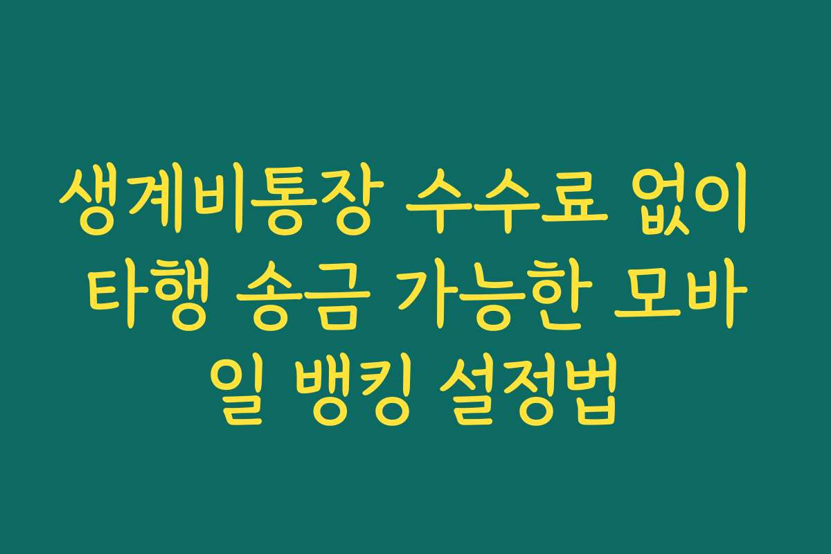 생계비통장 수수료 없이 타행 송금 가능한 모바일 뱅킹 설정법