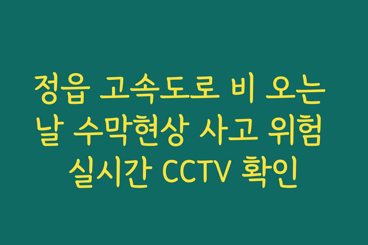 정읍 고속도로 비 오는 날 수막현상 사고 위험 실시간 CCTV 확인