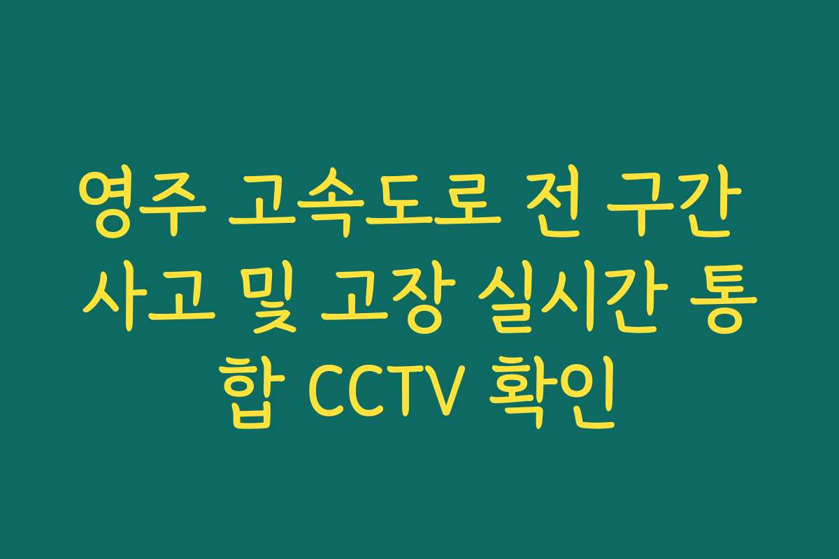 영주 고속도로 전 구간 사고 및 고장 실시간 통합 CCTV 확인