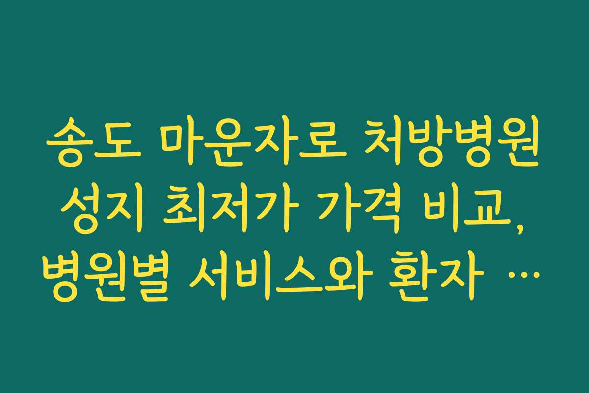 송도 마운자로 처방병원 성지 최저가 가격 비교, 병원별 서비스와 환자 만족도 분석