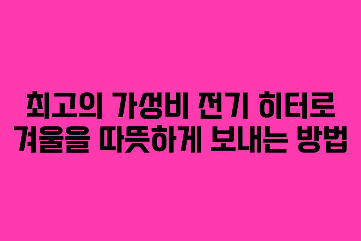 최고의 가성비 전기 히터로 겨울을 따뜻하게 보내는 방법