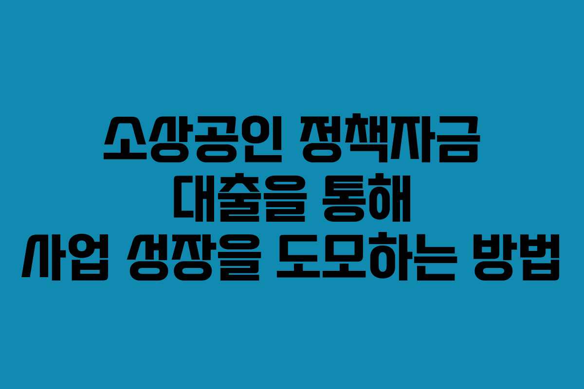 소상공인 정책자금 대출을 통해 사업 성장을 도모하는 방법