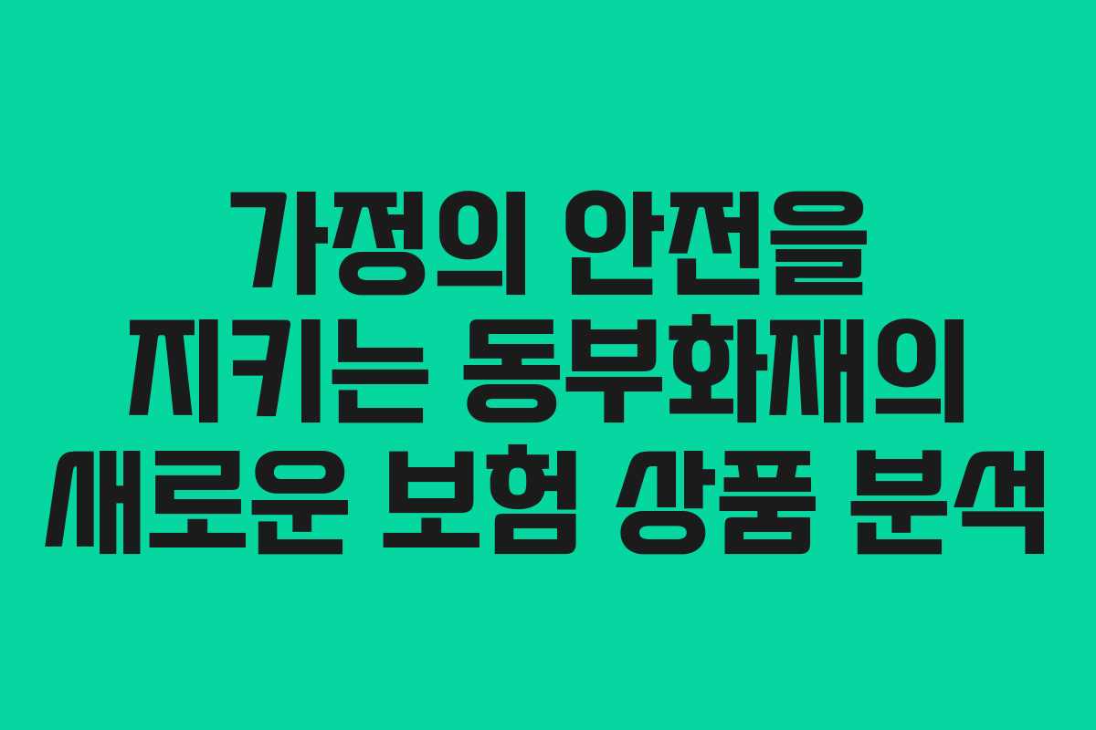 가정의 안전을 지키는 동부화재의 새로운 보험 상품 분석