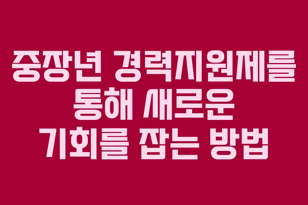 중장년 경력지원제를 통해 새로운 기회를 잡는 방법