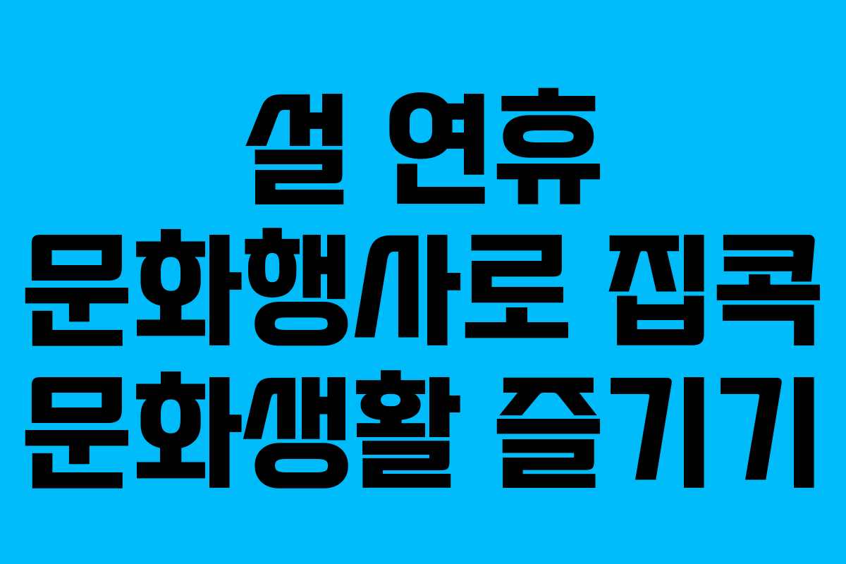 설 연휴 문화행사로 집콕 문화생활 즐기기