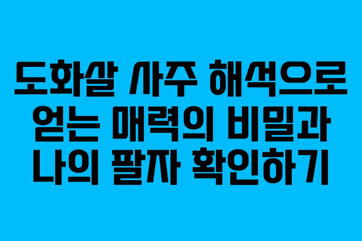 도화살 사주 해석으로 얻는 매력의 비밀과 나의 팔자 확인하기
