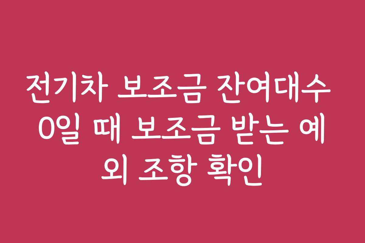 전기차 보조금 잔여대수 0일 때 보조금 받는 예외 조항 확인