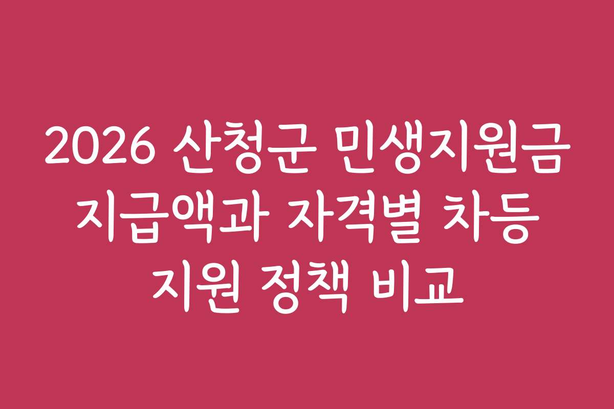 2026 산청군 민생지원금 지급액과 자격별 차등 지원 정책 비교