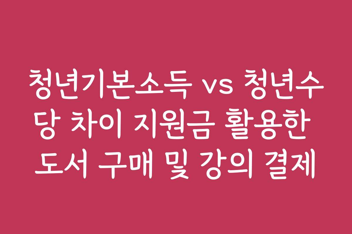 청년기본소득 vs 청년수당 차이 지원금 활용한 도서 구매 및 강의 결제