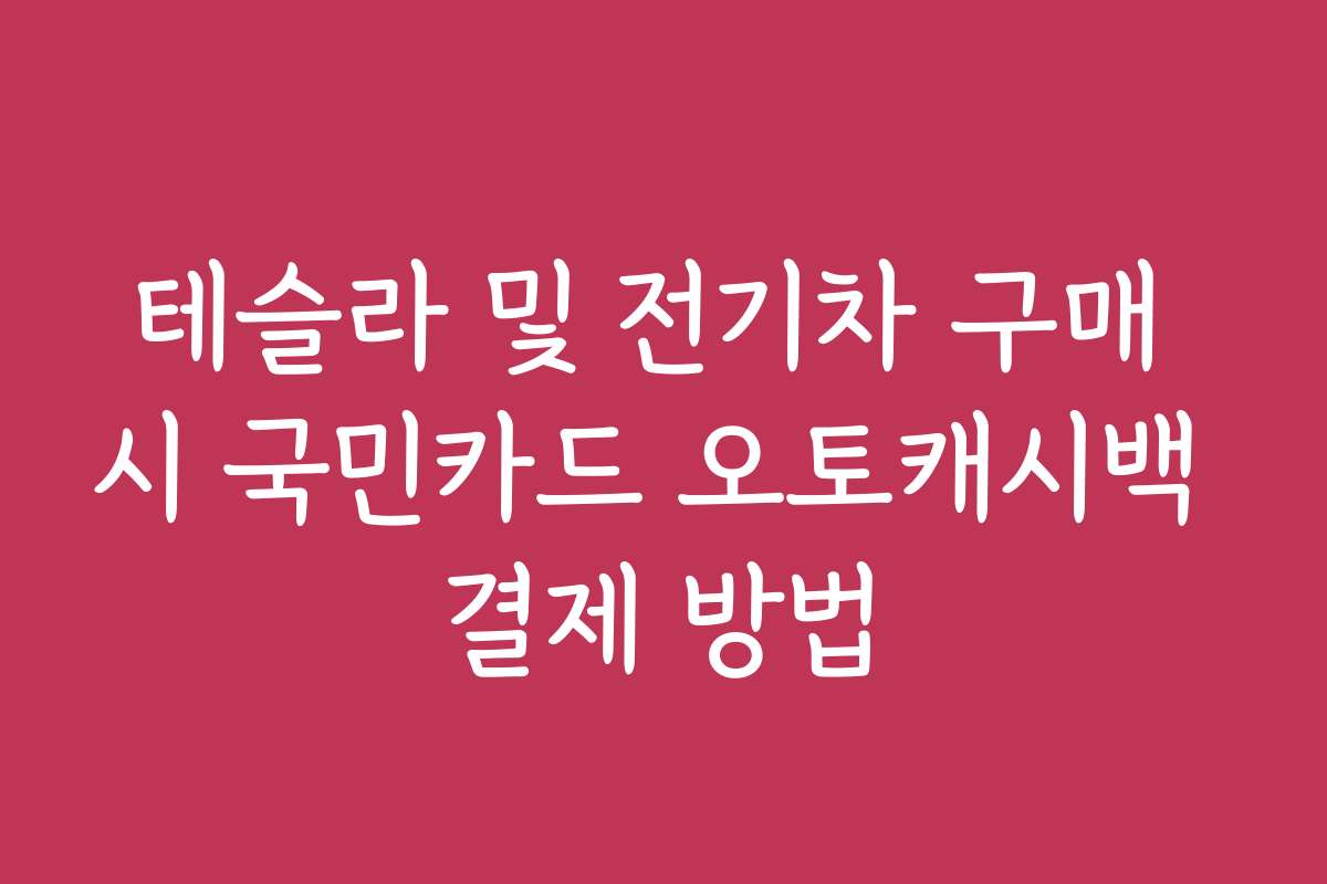 테슬라 및 전기차 구매 시 국민카드 오토캐시백 결제 방법