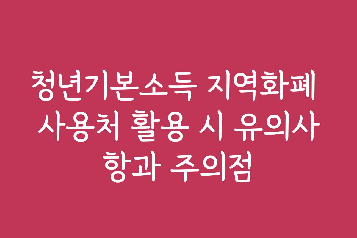 청년기본소득 지역화폐 사용처 활용 시 유의사항과 주의점