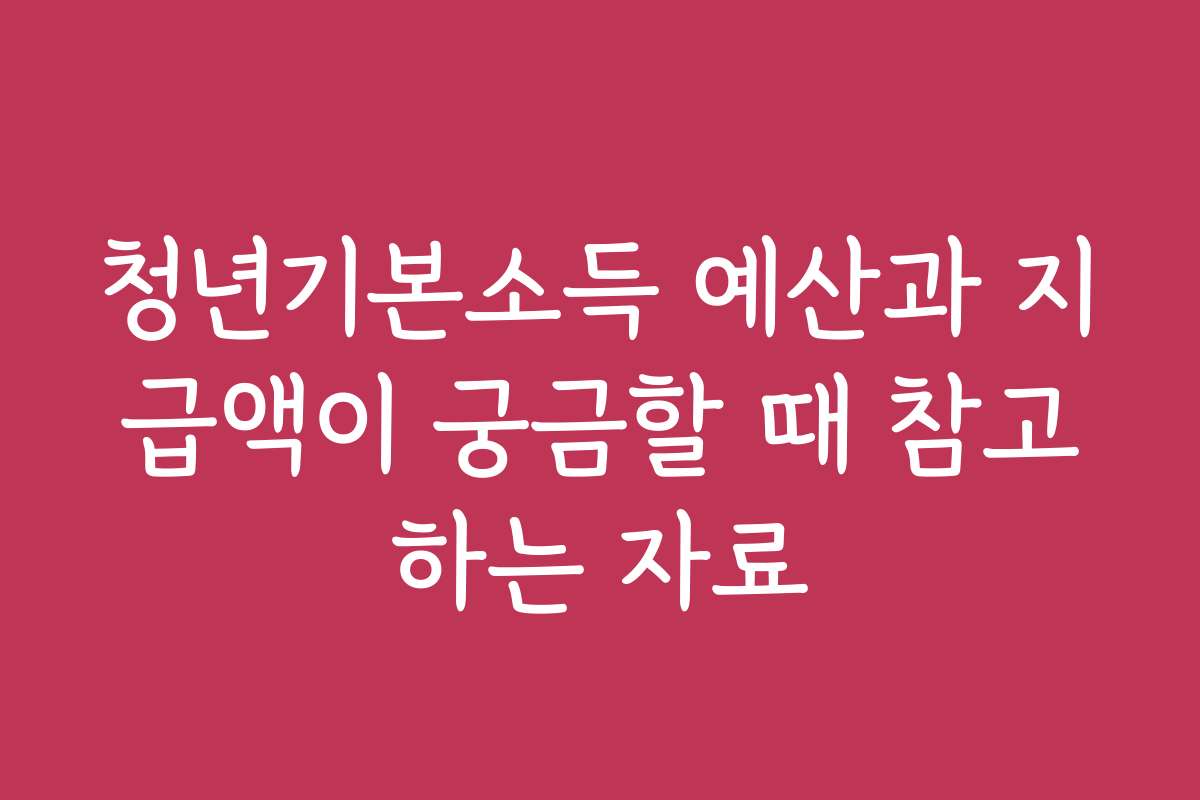 청년기본소득 예산과 지급액이 궁금할 때 참고하는 자료