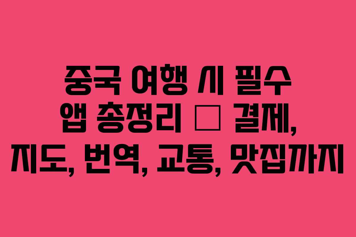 중국 여행 시 필수 앱 총정리 – 결제, 지도, 번역, 교통, 맛집까지