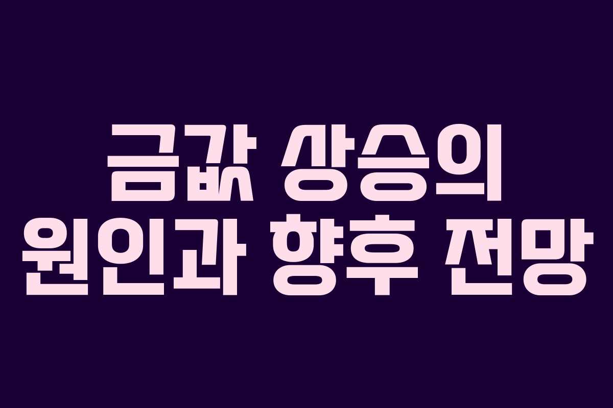금값 상승의 원인과 향후 전망