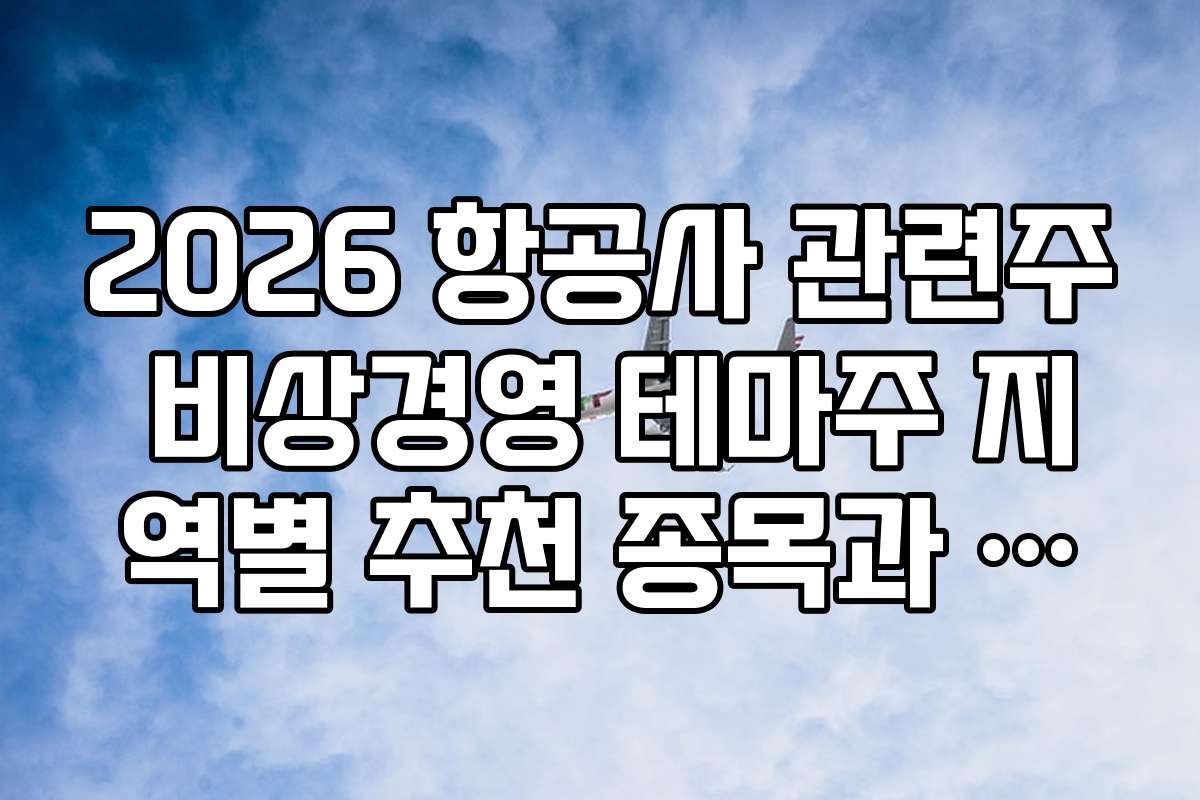 2026 항공사 관련주 비상경영 테마주 지역별 추천 종목과 투자 기회 알아보기