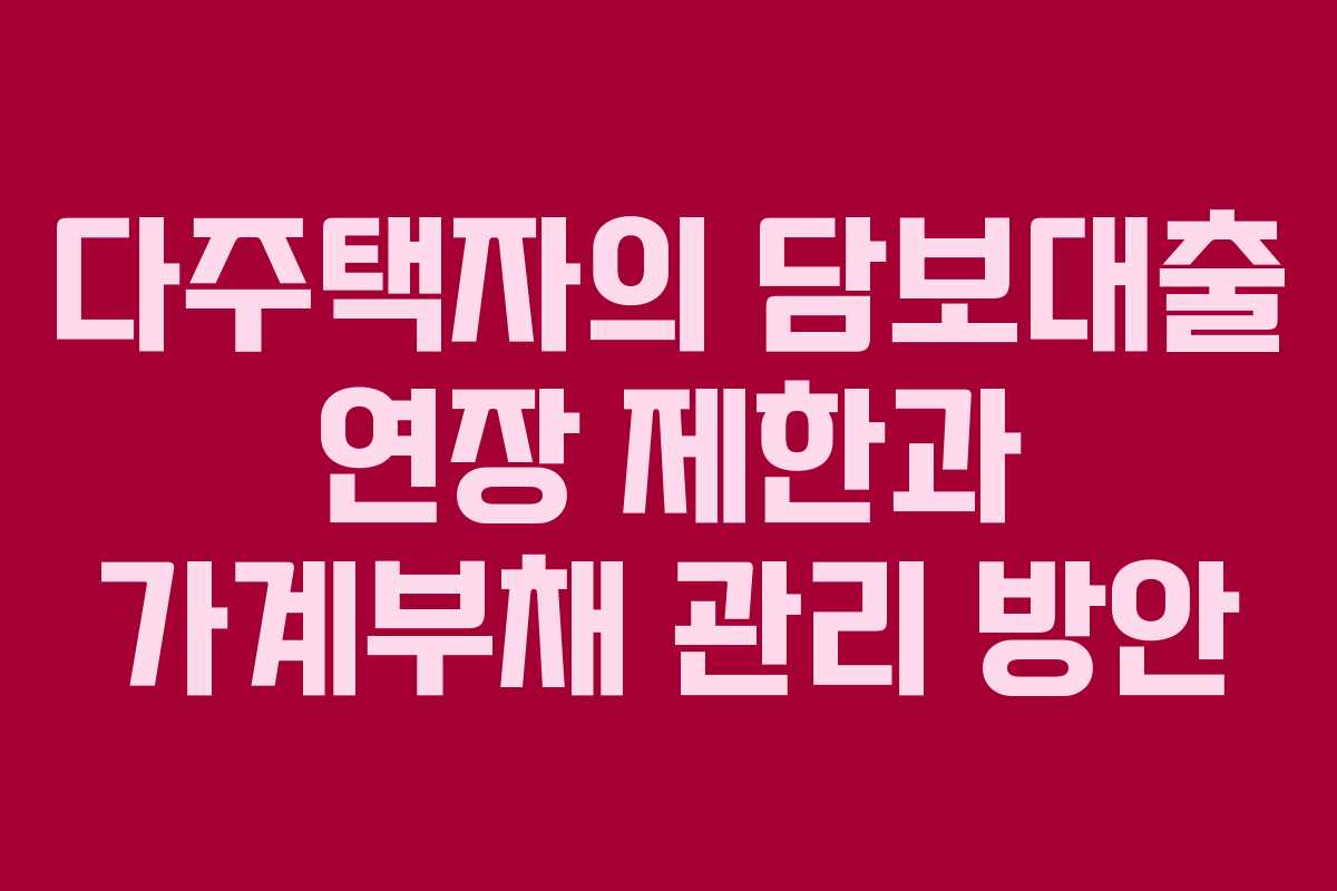 다주택자의 담보대출 연장 제한과 가계부채 관리 방안
