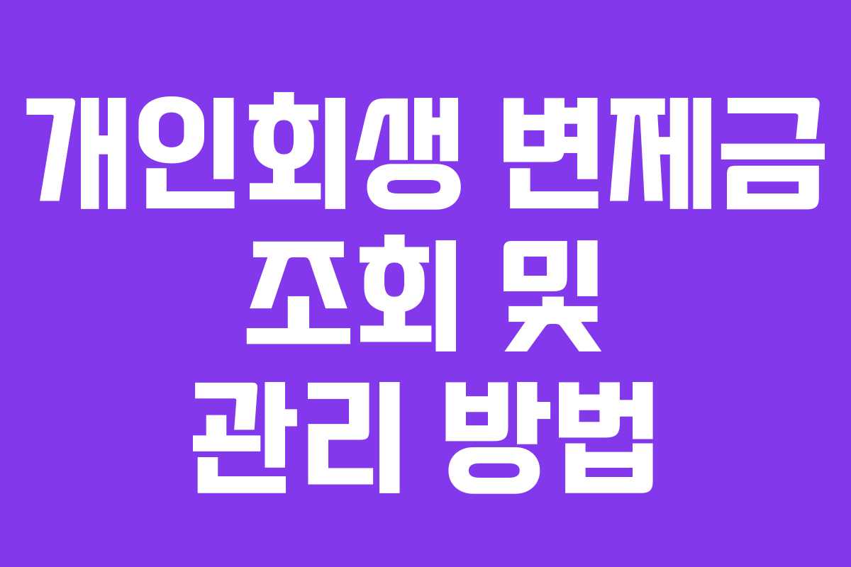 개인회생 변제금 조회 및 관리 방법