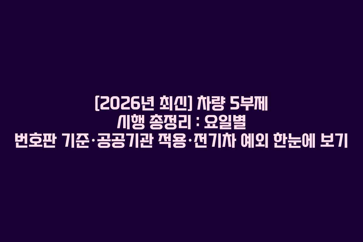 [2026년 최신] 차량 5부제 시행 총정리 : 요일별 번호판 기준·공공기관 적용·전기차 예외 한눈에 보기