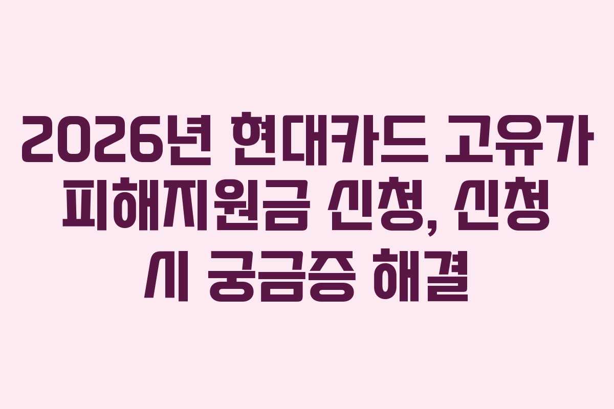 2026년 현대카드 고유가 피해지원금 신청, 신청 시 궁금증 해결