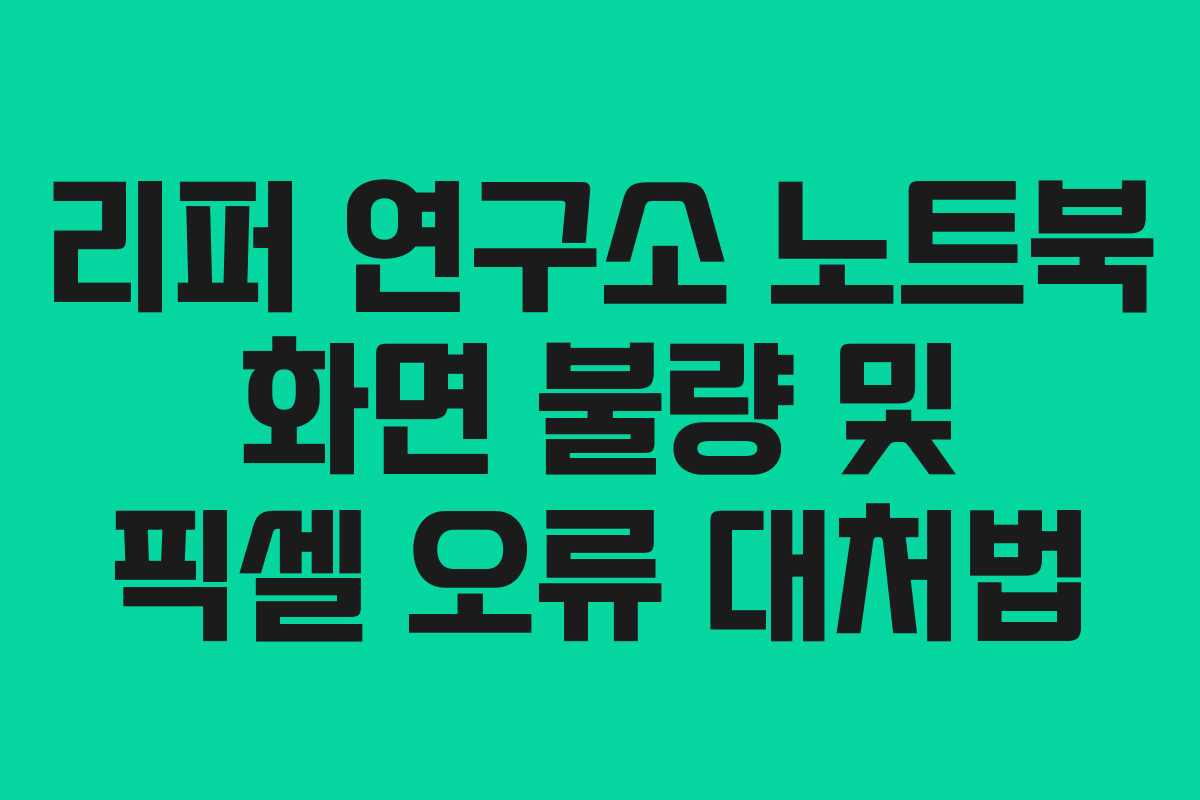 리퍼 연구소 노트북 화면 불량 및 픽셀 오류 대처법