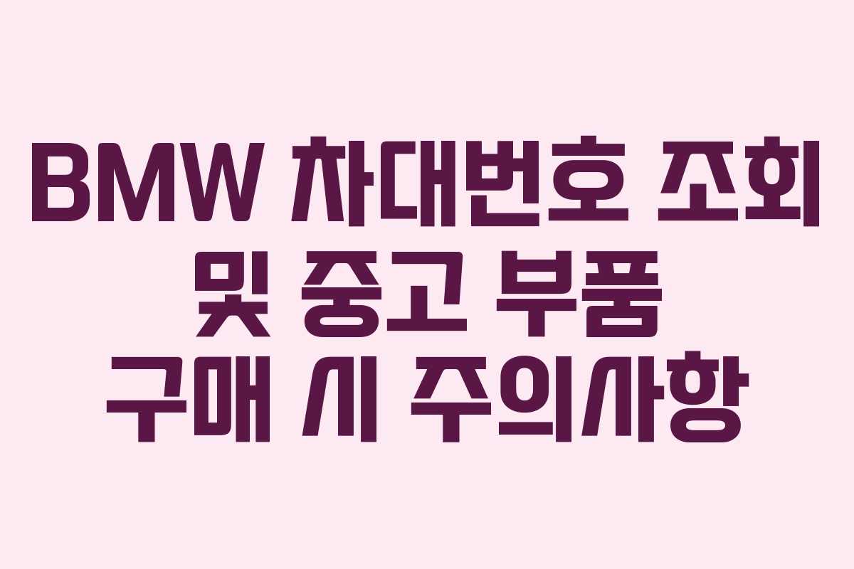 BMW 차대번호 조회 및 중고 부품 구매 시 주의사항