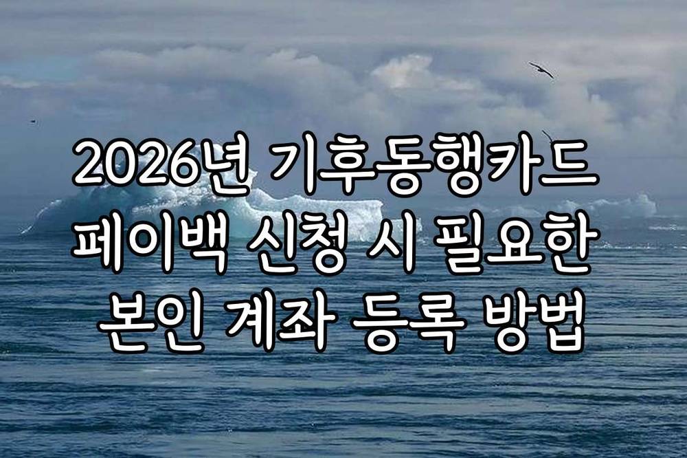 2026년 기후동행카드 페이백 신청 시 필요한 본인 계좌 등록 방법