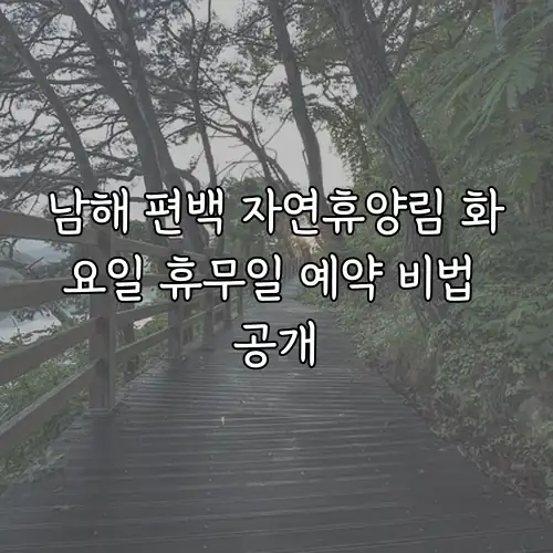 남해 편백 자연휴양림 화요일 휴무일 예약 비법 공개