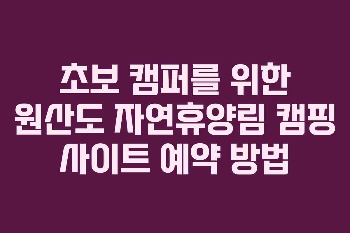 초보-캠퍼를-위한-원산도-자연휴양림-캠핑-사이트-예약-방법