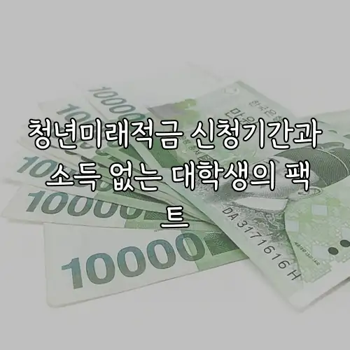 청년미래적금 신청기간과 소득 없는 대학생의 팩트